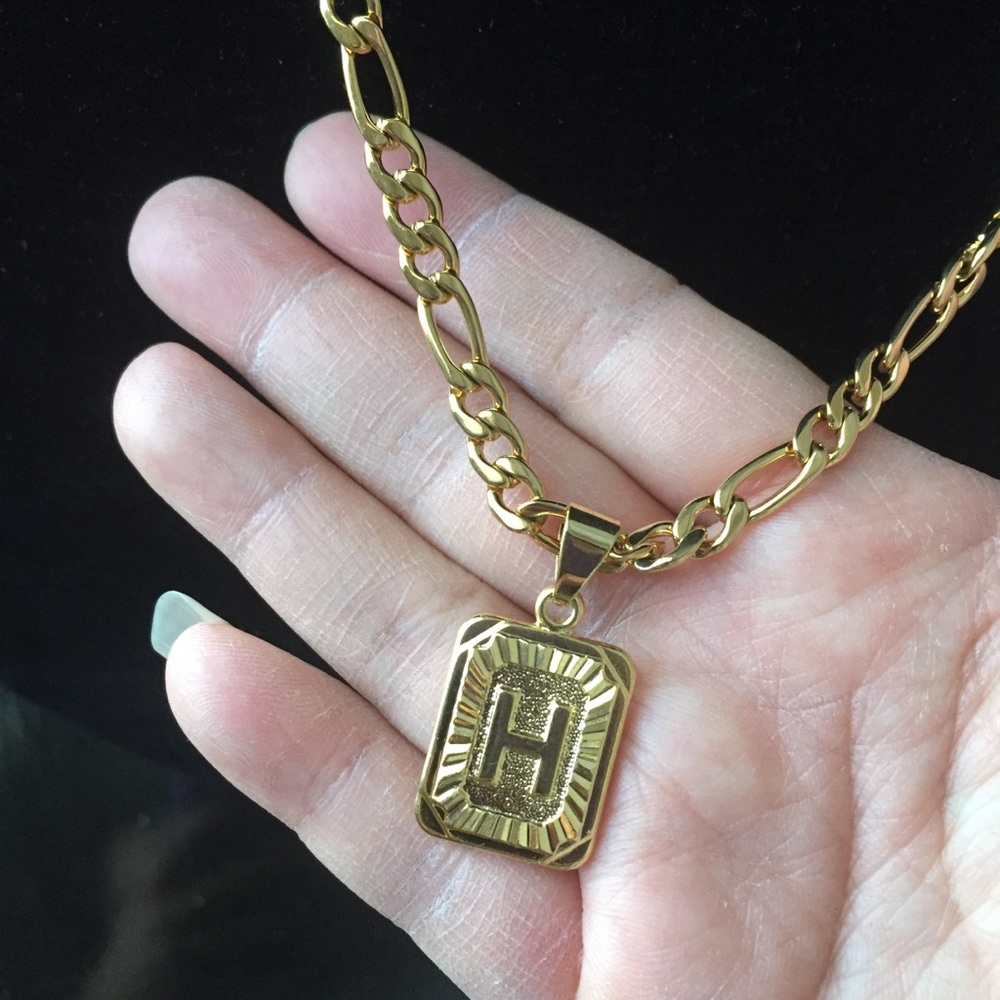 Letter " H " Necklace 18k Gold Plated